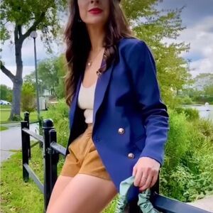 Double breasted navy blazer